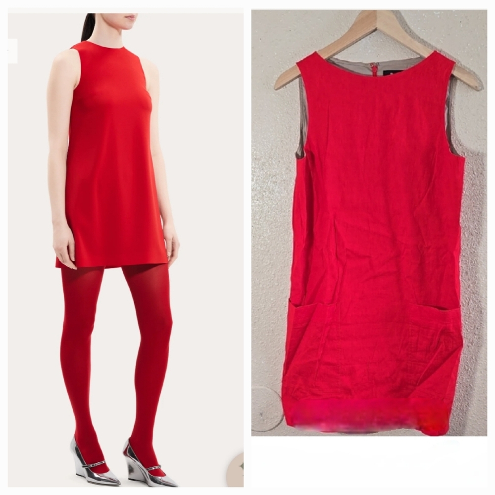 Theory Mini Shift Elegant Red Sleeveless Dress